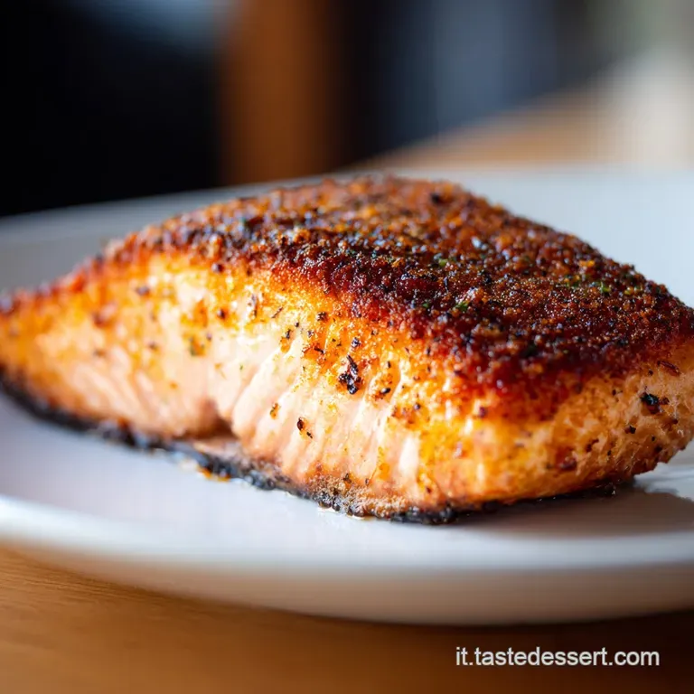 Flaky baked salmon fillet with crisp potato wedges, seasoned with herbs and drizzled with golden olive oil, presented eleg...