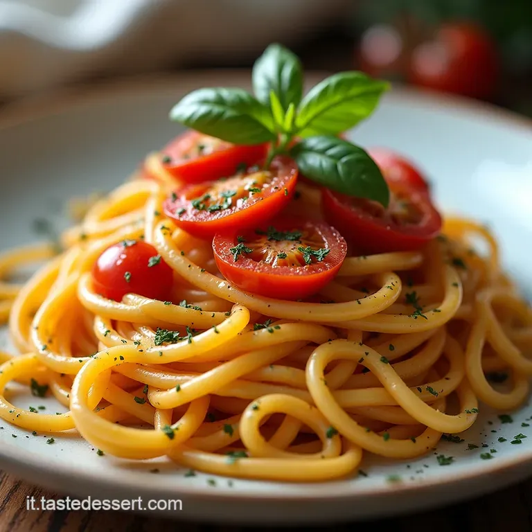Spaghetti Cremosi allIncenso di Melanzane Affumicate con Pomodorini Canditi al Timo