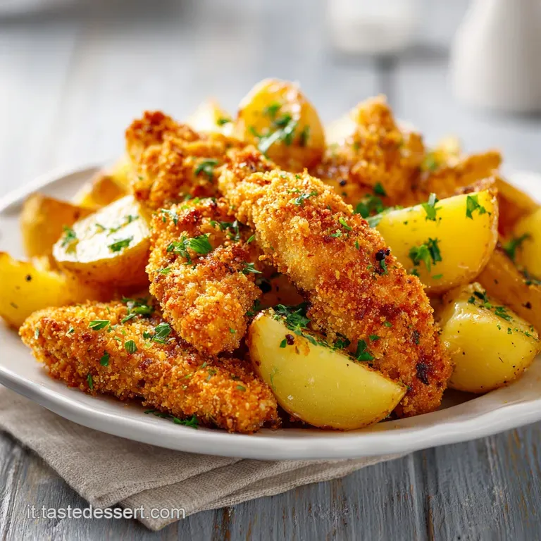 Straccetti Pollo e Patate Croccanti al Forno