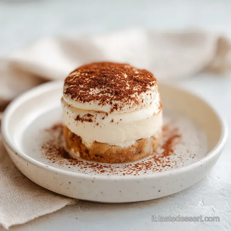 Elegant slice of tiramisu on a white plate, cocoa dusting, a curl of dark chocolate, showcasing creamy layers and coffee s...