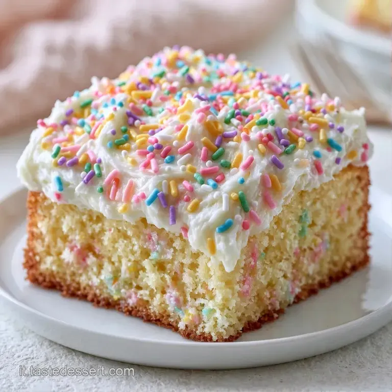 Una fetta di dolce dorato su piatto bianco, con interno morbido e cremoso e piccoli frutti rossi freschi a lato.