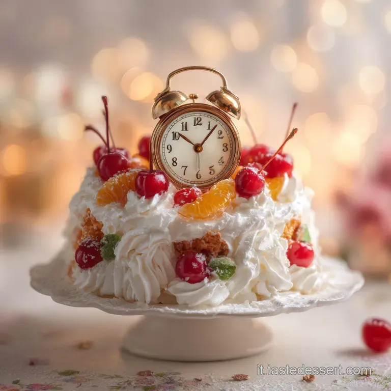 Slice of festive cake with candied orange peel, layered and rich. Served on a delicate porcelain plate with a silver fork.