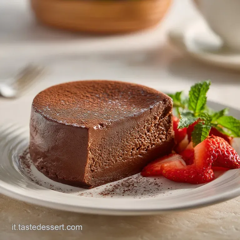 A slice of deep, dark chocolate torte artfully placed on a white plate, ready to be enjoyed.