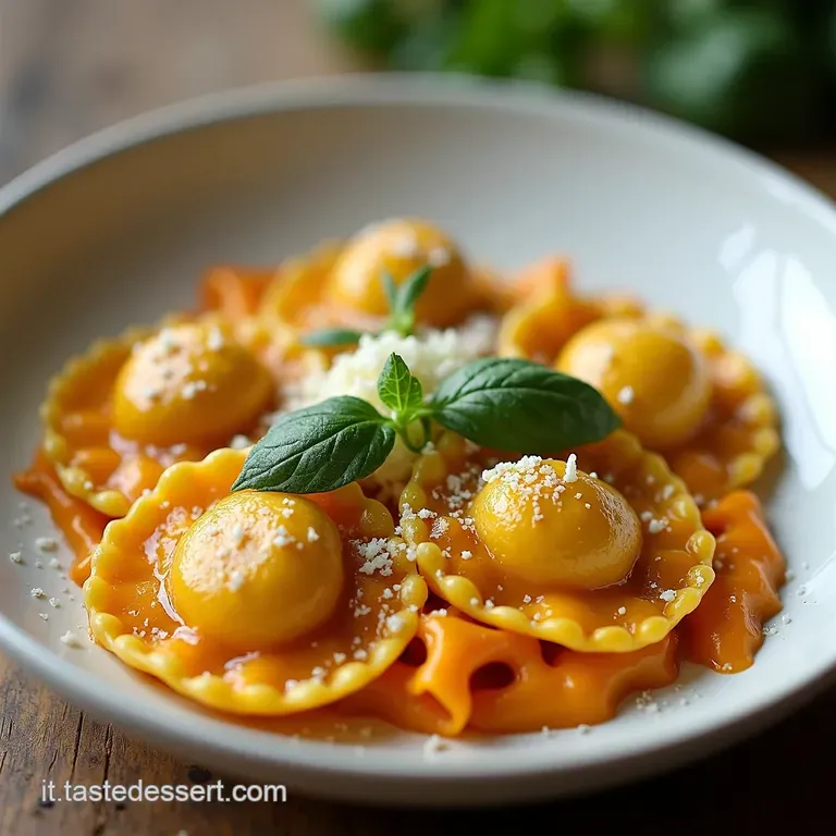 Tortelli di Zucca Mantovani con Salsa Classica Burro Salvia e Croccante di Amaretti