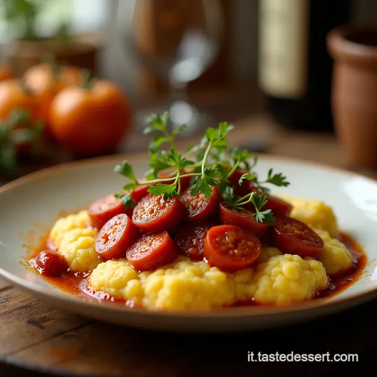 Verza Stufata Con Salsiccia E Polenta presentation