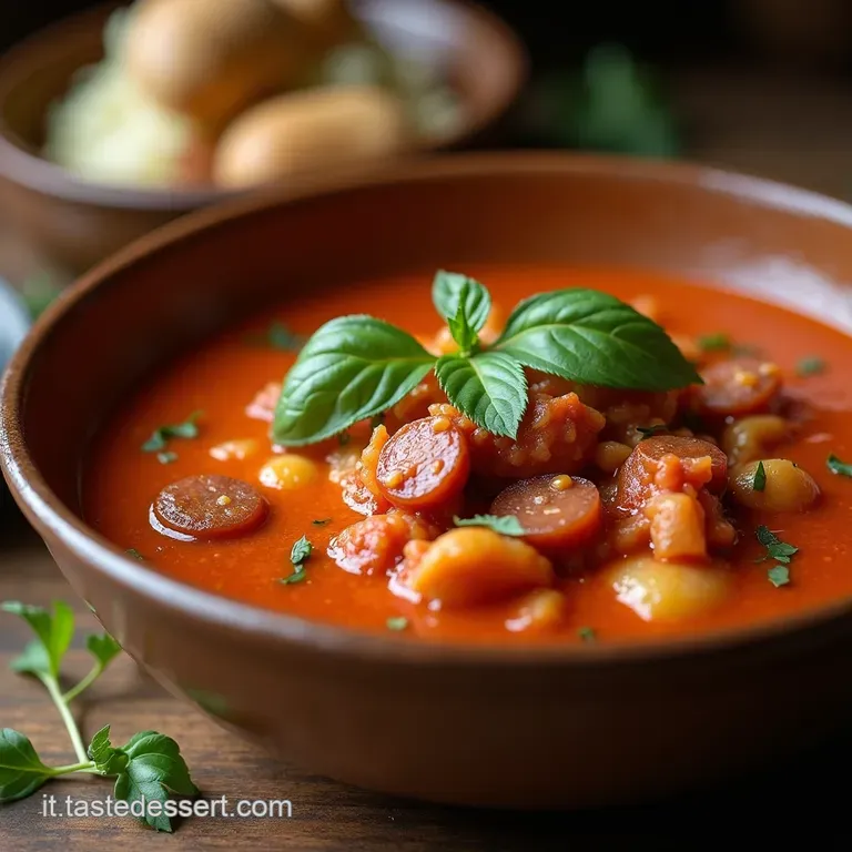 Il Comfort in Una Ciotola Zuppa Rustica Di Verza E Salsiccia Ricetta Della Tradizione presentation